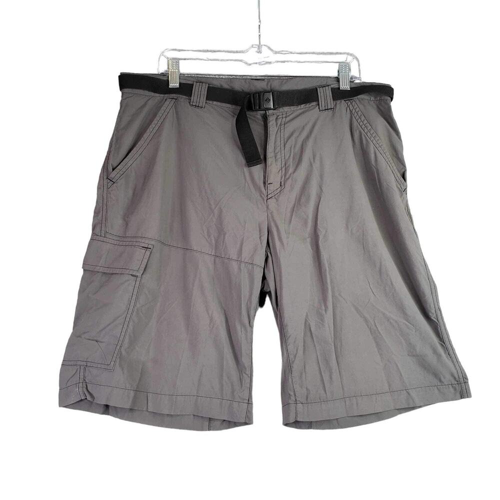 Columbia Cargo Shorts Sun Protection Men's Size 36 Gray Nylon Belted Hiking